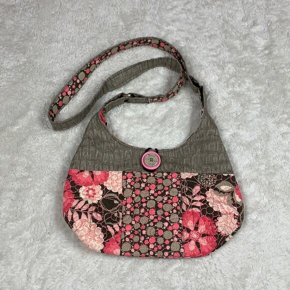 Handmade Reversible quilted pink and grey tote crossover bag - Picture 1 of 9